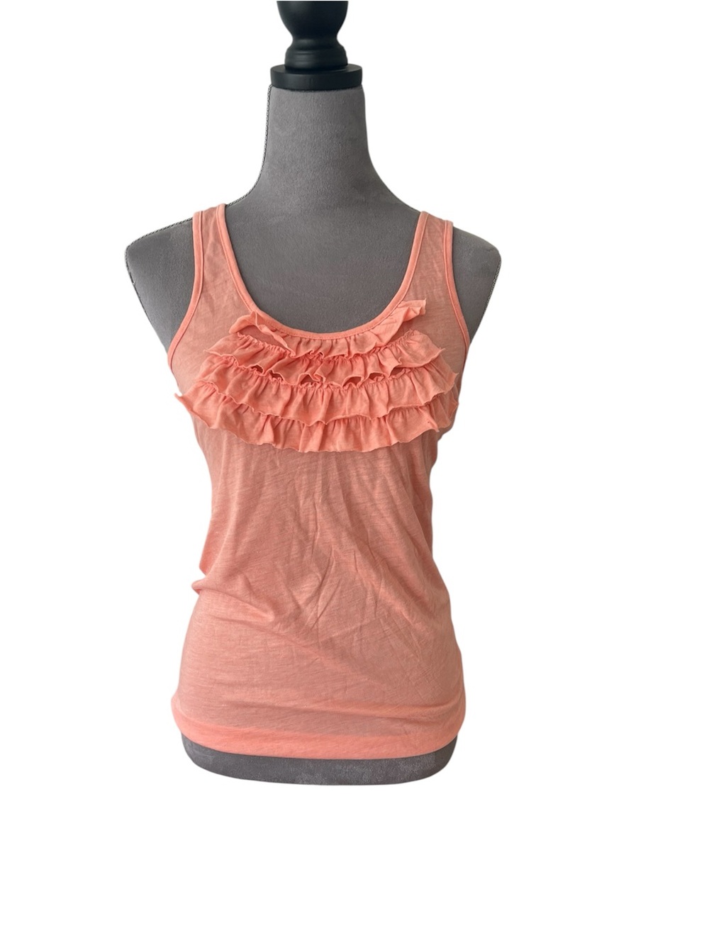 Forever 21 Peach Ruffle Scoop Neck Tank Top
